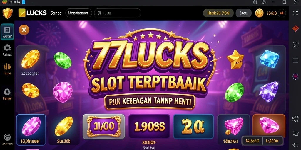 Screenshot gameplay <strong>77LUCKS</strong> yang menampilkan putaran slot seru.