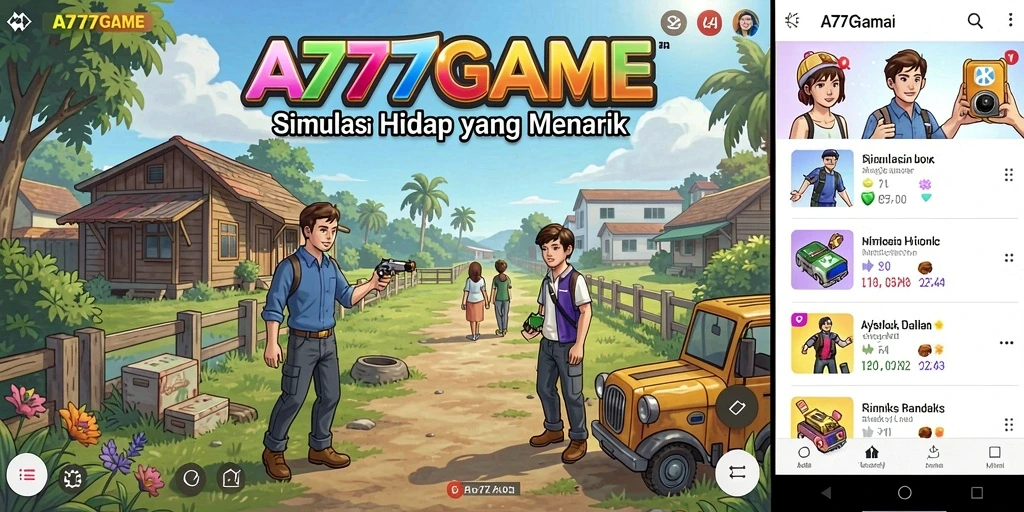 Tampilan gameplay A777GAME menampilkan elemen simulasi yang menarik.