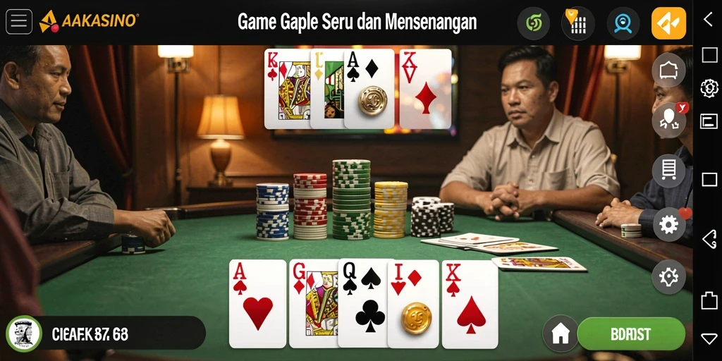 Screenshot AAKASINO menampilkan gameplay Gaple yang menarik.