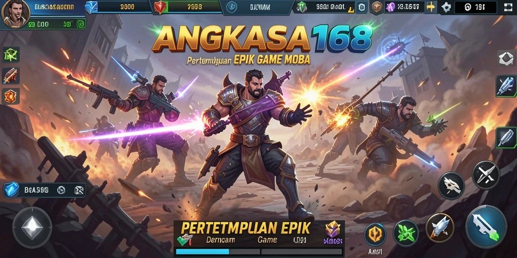 Tampilan seru gameplay pertempuran di ANGKASA168 MOBA.