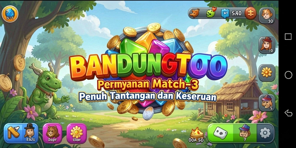 Tampilan gameplay seru BANDUNGTOTO dalam mode Match-3.