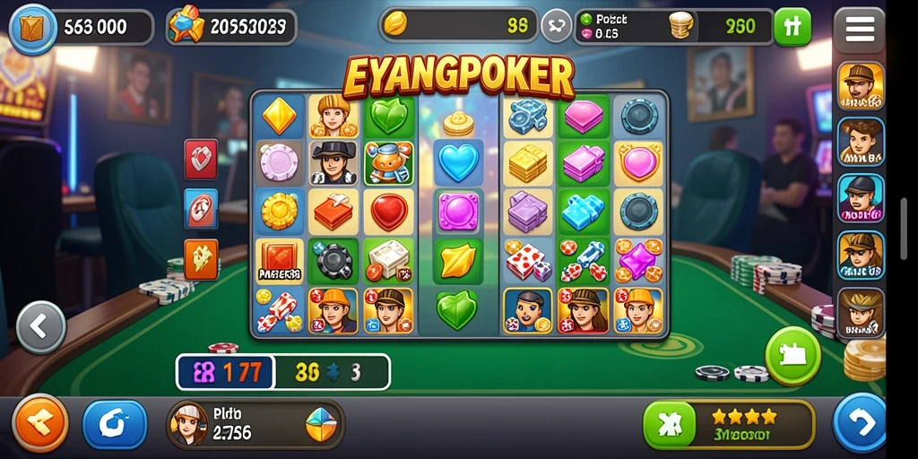 Tampilan gameplay EYANGPOKER yang seru dan berwarna-warni.