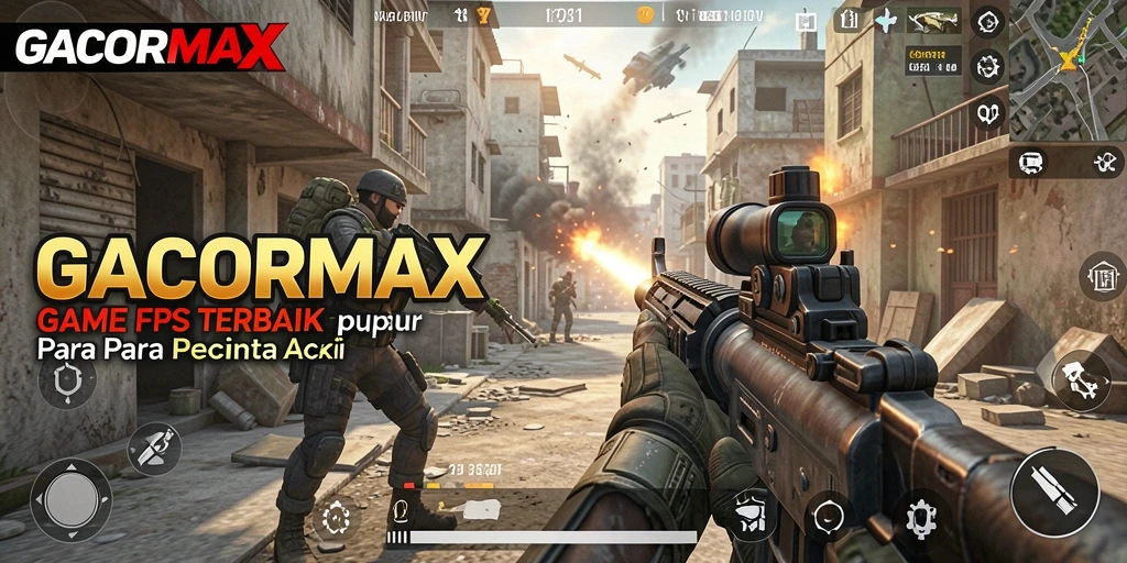 Screenshot GACORMAX menampilkan aksi tembak-menembak yang intens