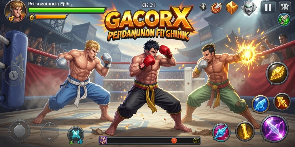 Gameplay GACORX yang penuh aksi dan pertarungan seru.