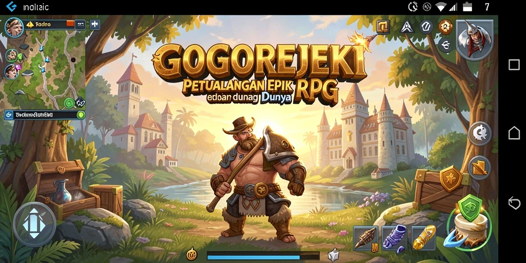 Tampilan gameplay GOGOREJEKI yang menentang, penuh petualangan RPG.
