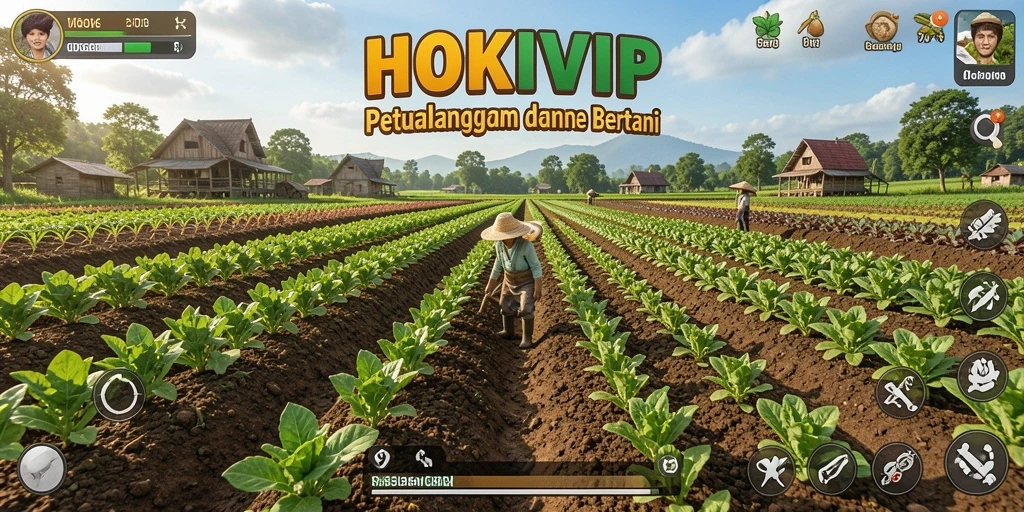 Tampilan gameplay HOKIVIP saat bertani dan merawat hewan.