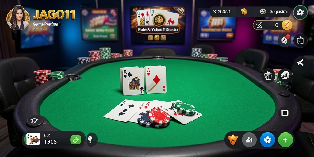Screenshot JAGO11 menampilkan gameplay poker yang seru dan kompetitif.