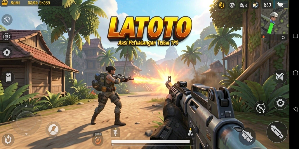 Screenshot menunjukkan aksi mendebarkan dalam game TPS LATOTO.