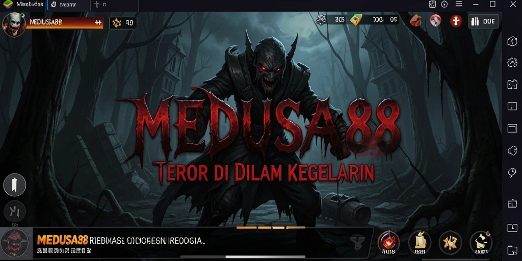 Gameplay MEDUSA88 menampilkan suasana horor yang mendebarkan dan menakutkan.