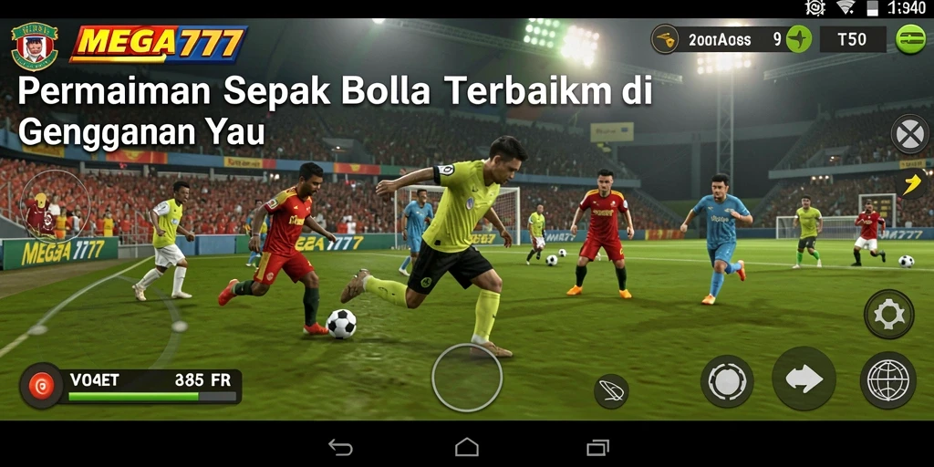 Tampilan gameplay menarik dari MEGA777 dengan aksi sepak bola yang mendebarkan.