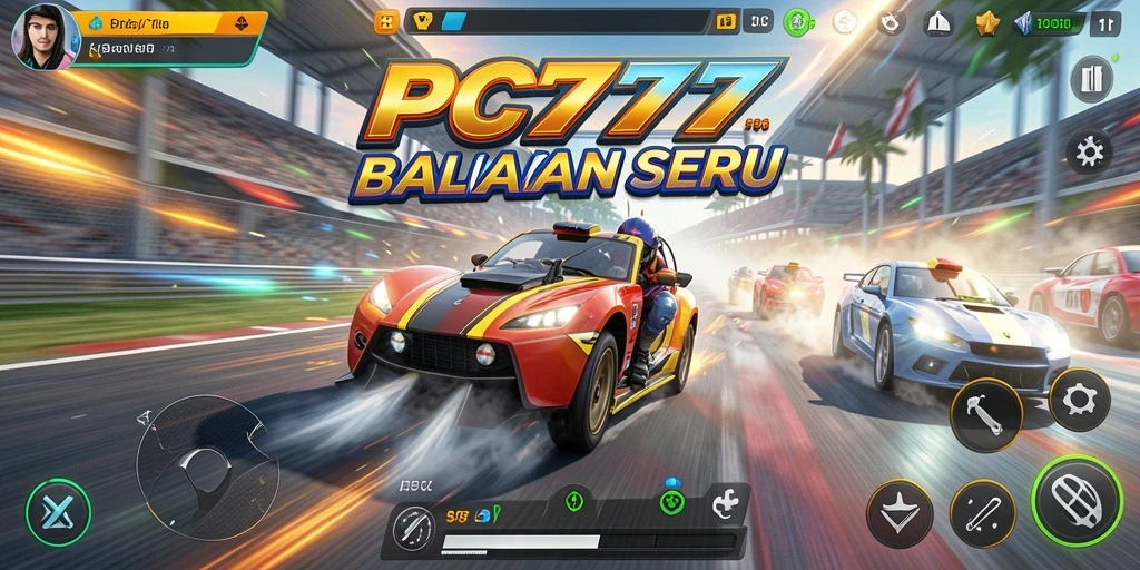 Tampilan gameplay PC777 yang penuh aksi dalam balapan seru.