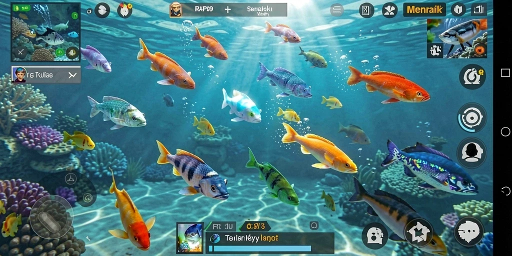 Tampilan gameplay menembak ikan yang seru dan menarik.