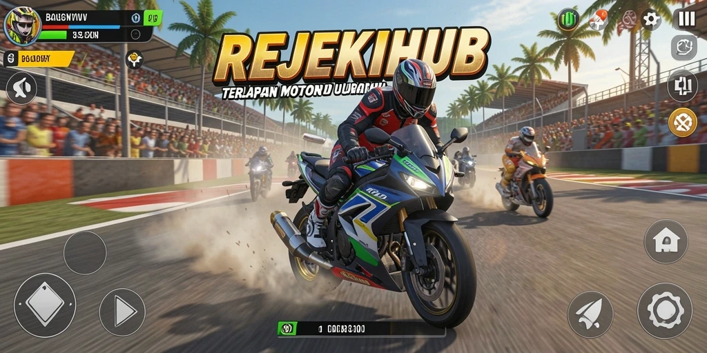 Tampilan menakjubkan dari gameplay balapan motor di REJEKIHUB.