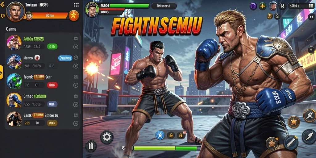 Tampilan gameplay RR89 menampilkan pertarungan seru antar karakter.