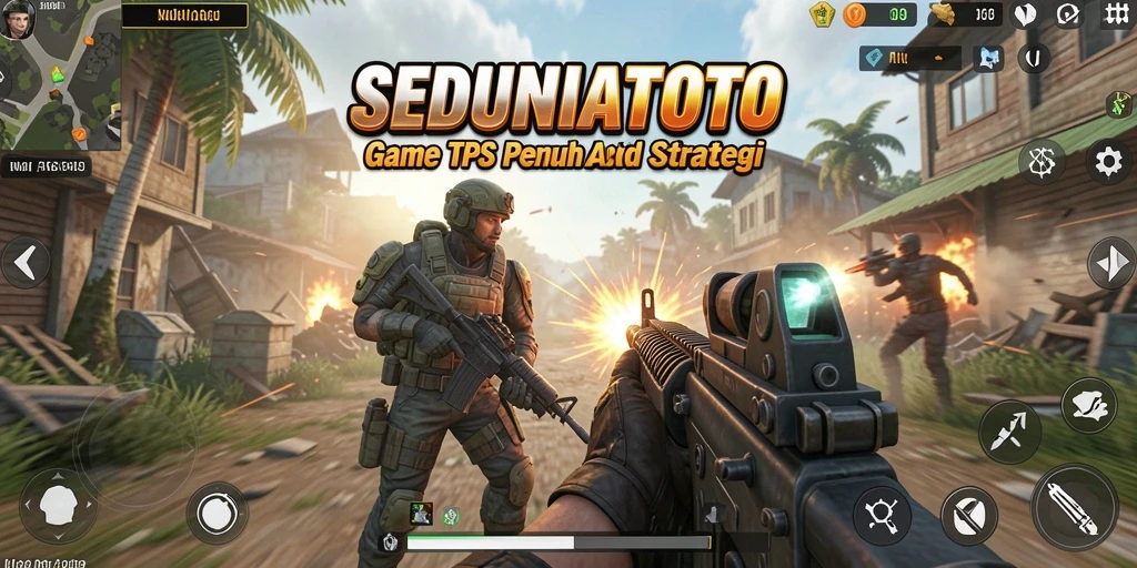 Gameplay interaktif SEDUNIATOTO dengan aksi tembak-menembak yang seru.