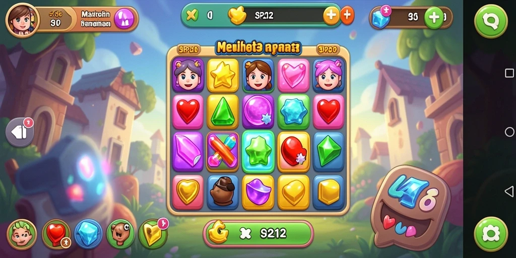 Tangkapan layar gameplay SP212 memperlihatkan aksi seru permainan Match-3.