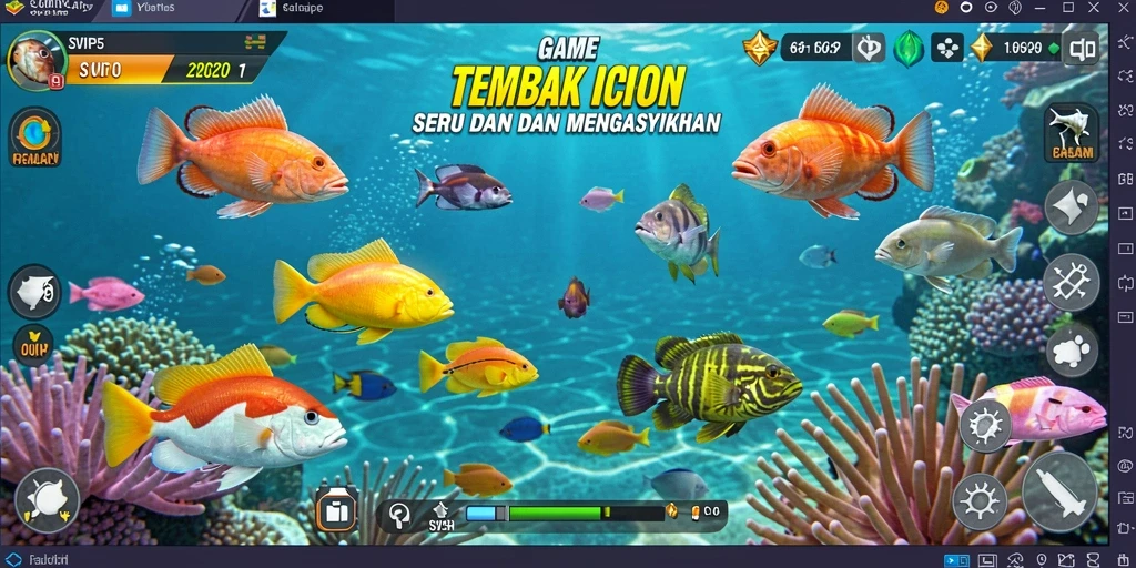 Screenshot gameplay <strong>SVIP5</strong> yang menampilkan aksi menembak ikan.