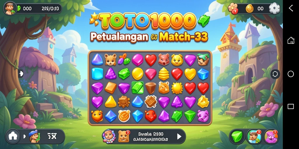 Tampilkan gameplay seru dari TOTO1000 dengan tantangan Match-3.