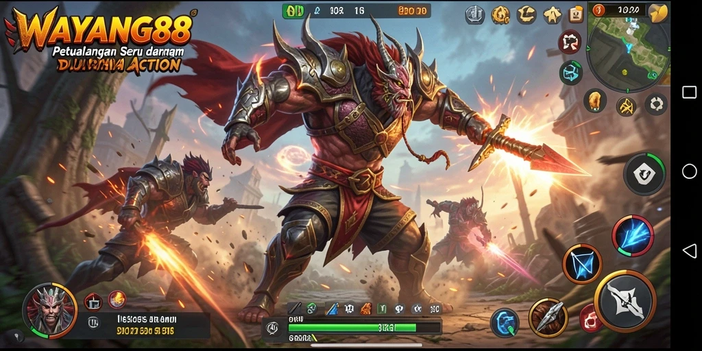 Tampilan seru dari gameplay ACTION di WAYANG88.