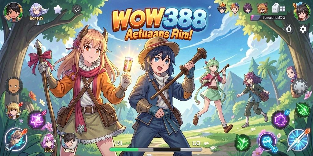 Tampilan gameplay WOW388 yang penuh aksi dan karakter Anime.