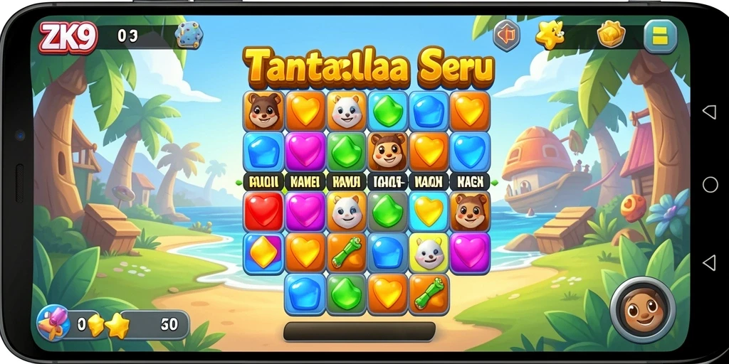 Gameplay seru ZK9 dengan tantangan Match-3 yang menarik.